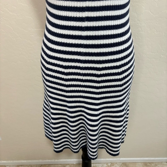 Aerie Blue and White Striped Knit Tie Strap Fit and Flare Tank Mini Dress Size M - Picture 7 of 14